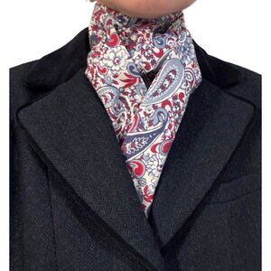 Classic Equestrian Hunter Red White Blue Paisley Stock Tie